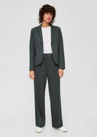 s.Oliver Hose aus Interlockjersey mit Twillstruktur und Wide Leg - olivgrün