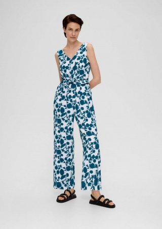 s.Oliver Viskose-Jumpsuit mit Taillengürtel - petrol