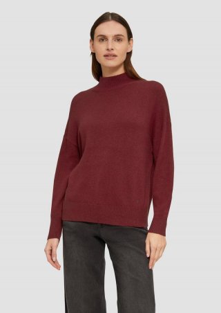s.Oliver Strickpullover im Relaxed Fit mit Stehkragen - rubinrot