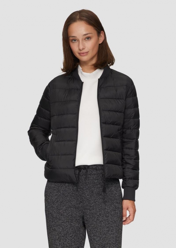 s.Oliver Kurze Steppjacke mit Rippbündchen - schwarz