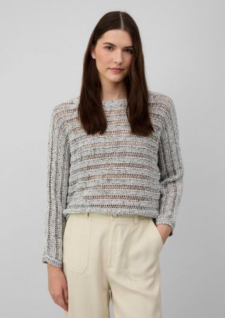 s.Oliver Pullover aus Ajourstrick mit U-Boot-Ausschnitt und Fledermausärmeln - ecru