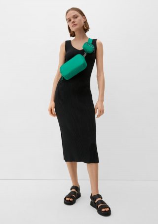 s.Oliver Maxi-Kleid mit Rippstruktur - schwarz