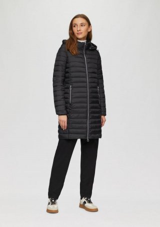 s.Oliver Lange Steppjacke mit abnehmbarer Kapuze - schwarz