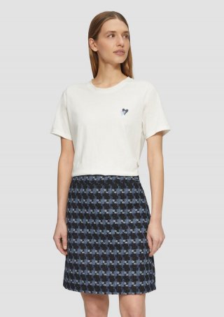 s.Oliver Gemusterter Bouclé-Rock - navy