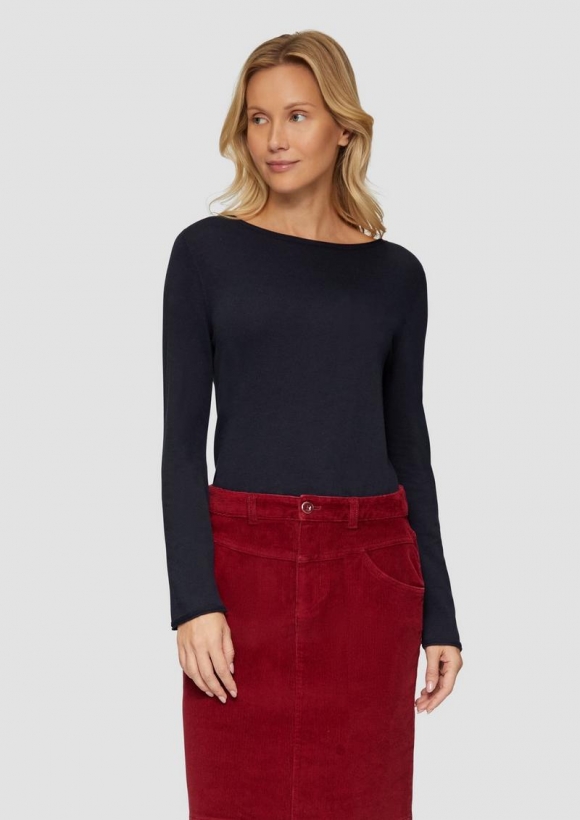 s.Oliver Leichter Feinstrickpullover mit Rollkante - navy
