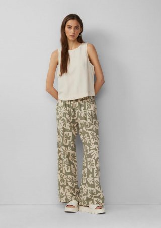 s.Oliver Wide-Leg-Hose aus Musselin - salbeigrün