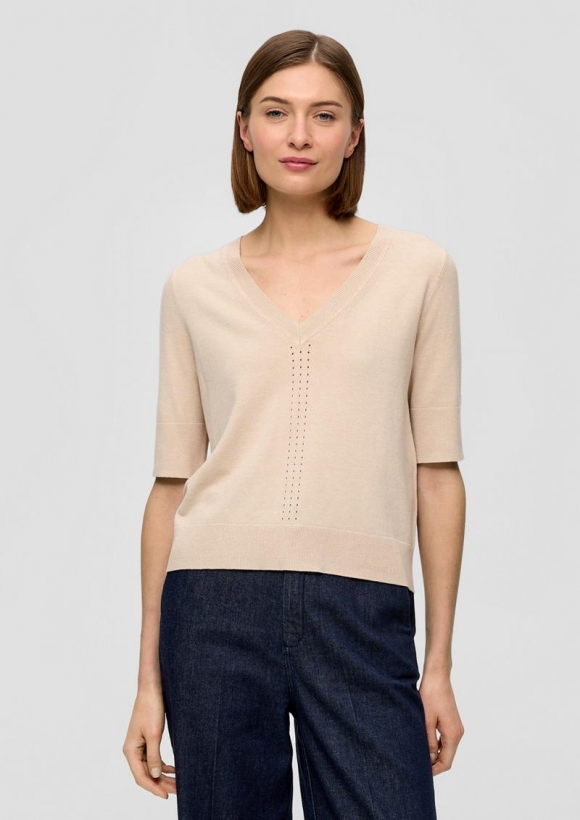 s.Oliver Strickshirt mit Lochmuster - beige