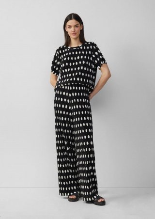 s.Oliver Plissierte Wide-Leg-Hose im Relaxed Fit - schwarz