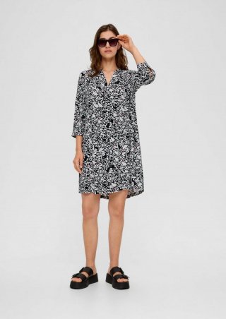 s.Oliver Viskosekleid mit All-over-Print - schwarz