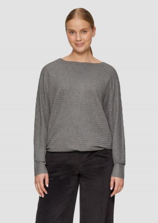 s.Oliver Strukturierter Strickpullover mit Fledermausärmeln - graphit