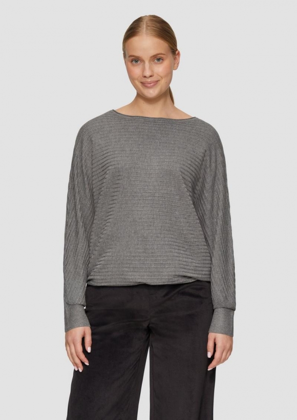 s.Oliver Strukturierter Strickpullover mit Fledermausärmeln - graphit