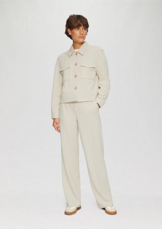 s.Oliver Wide-Leg-Hose aus Struktur-Jersey - beige