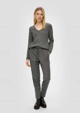 s.Oliver Relaxed: Twill-Hose mit Tapered Leg - graphit