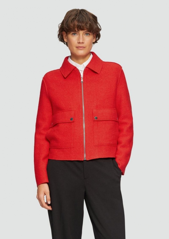 s.Oliver Jacke aus Wollmix im Relaxed Fit mit aufgesetzten Taschen - rot