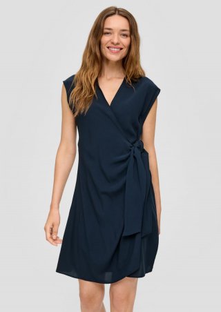 s.Oliver Viskose-Kleid im Relaxed Fit mit Knoten-Detail - tiefblau