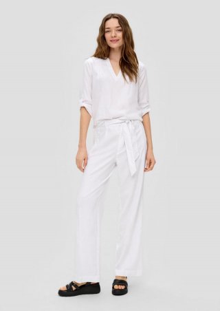 s.Oliver Wide-Leg-Hose aus Leinenmix - weiß