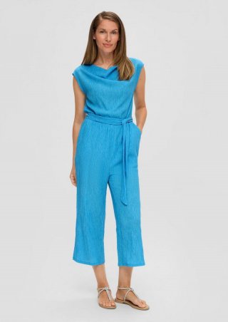 s.Oliver Jumpsuit mit Wasserfallausschnitt - azurblau