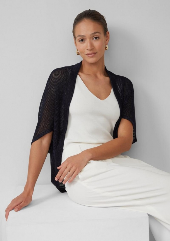 s.Oliver Strickponcho mit Glitzergarn - navy