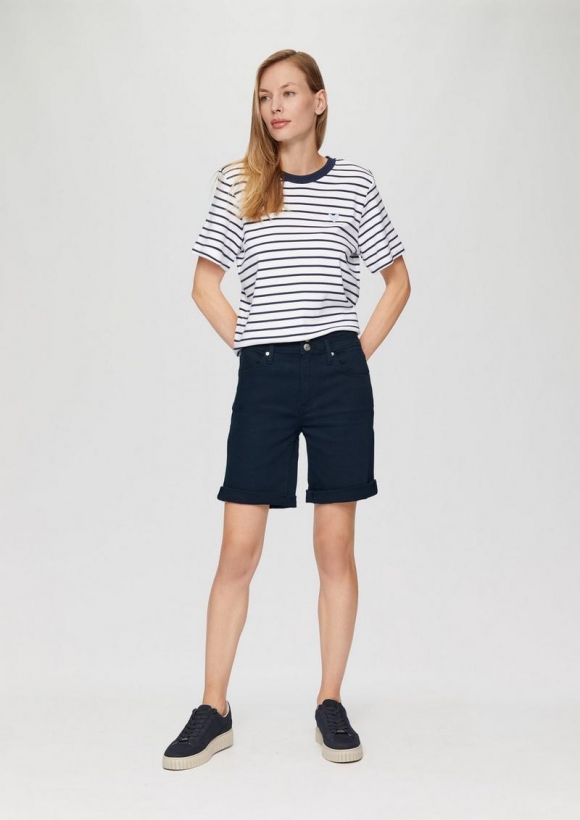 s.Oliver Bermuda-Jeans Betsy / Slim Fit / Slim Leg / mit gekrempeltem Saum - blau