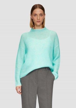 s.Oliver Lockerer Rippstrickpullover aus Alpakamix - helles türkis
