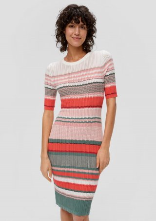 s.Oliver Strickkleid aus Viskosestretch im Slim Fit - mehrfarbig