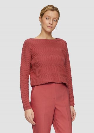 s.Oliver Feinstrickpullover mit Wellenstruktur - himbeere