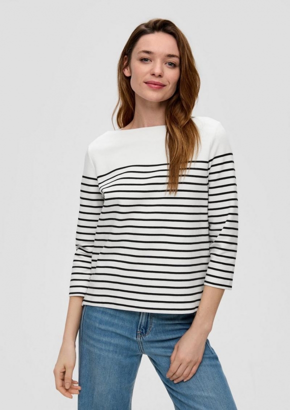 s.Oliver Strickpullover aus Baumwollstretch - schwarz