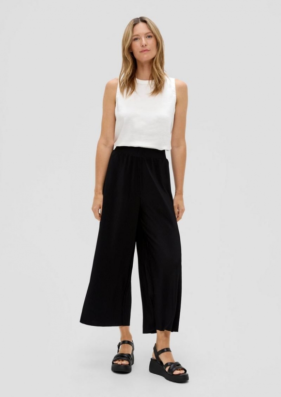 s.Oliver Regular: Plissierte Culottes aus Jersey - schwarz
