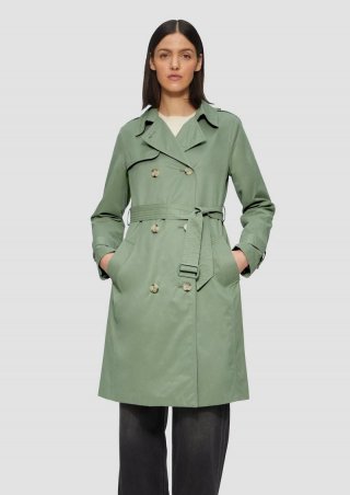s.Oliver Trenchcoat mit Streifen-Futter - salbeigrün