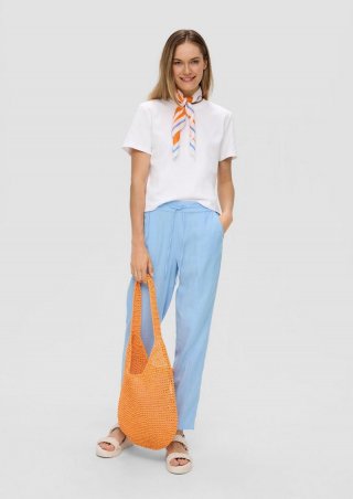 s.Oliver Hose aus Leinenmix mit Ziernähten - himmelblau