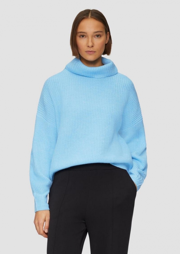 s.Oliver Oversized Pullover mit Rollkragen - azurblau