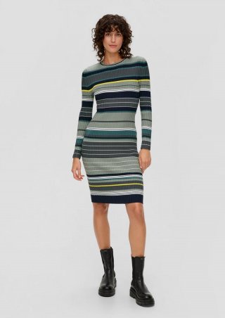s.Oliver Rippkleid aus Viskosemix - olivgrün