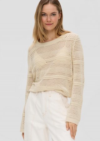 s.Oliver Pullover im Relaxed-Fit mit Ajour-Muster - beige