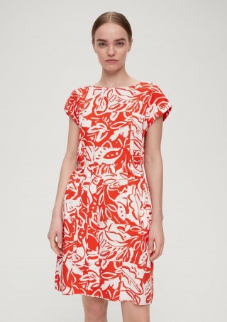 s.Oliver Kleid mit Bindeband aus Viskose - hellorange
