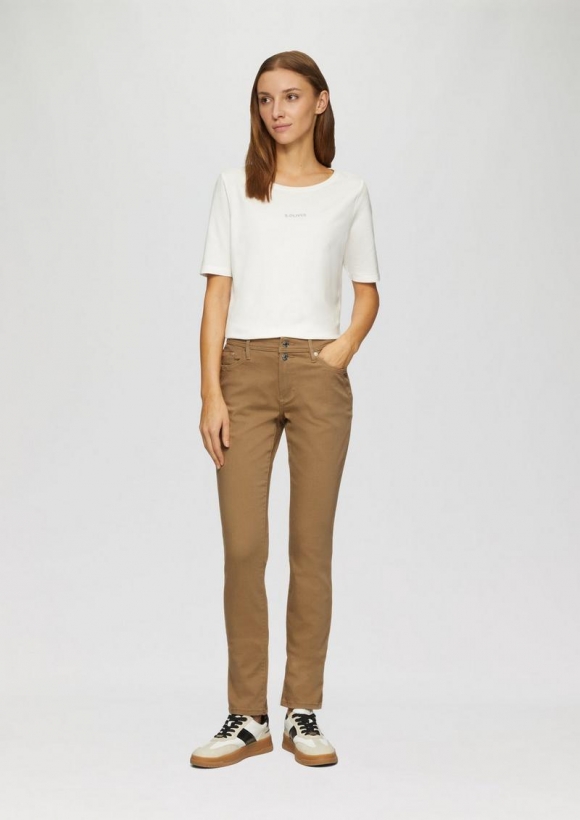 s.Oliver Jeans Betsy / Slim Fit / Mid Rise / Slim Leg - sandfarben