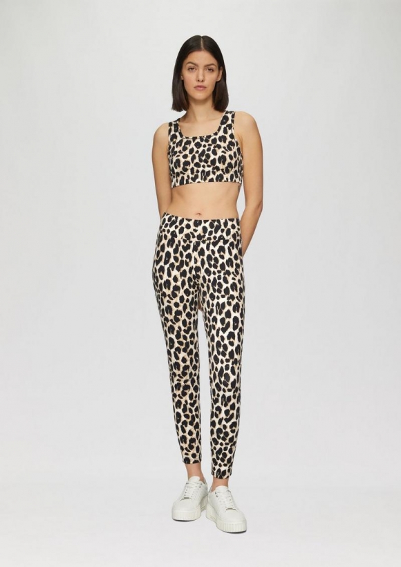 s.Oliver Leggings mit Leo-Print - ecru
