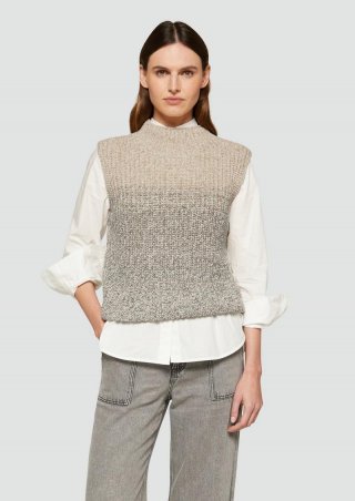 s.Oliver Strickpullunder mit Stehkragen - beige