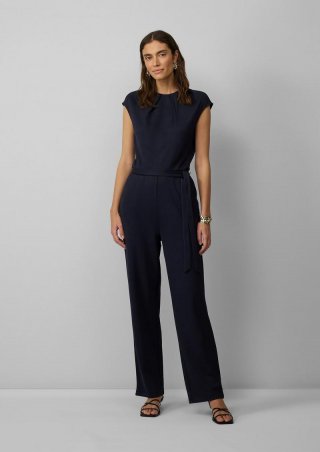 s.Oliver Ärmelloser Jumpsuit aus Interlockjersey mit Bindegürtel - navy