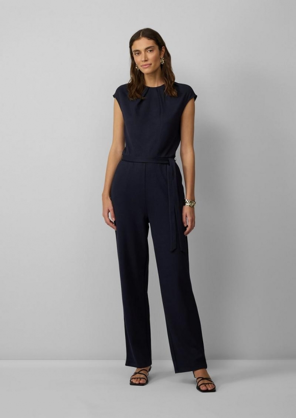 s.Oliver Ärmelloser Jumpsuit aus Interlockjersey mit Bindegürtel - navy