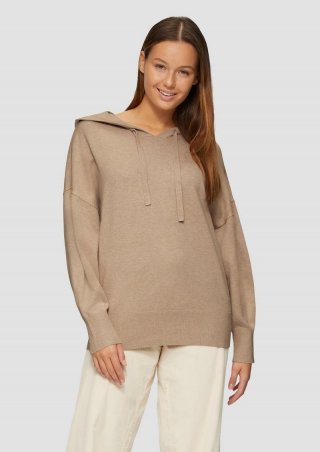 s.Oliver Oversized Strickpullover aus Viskosemix - hellbraun