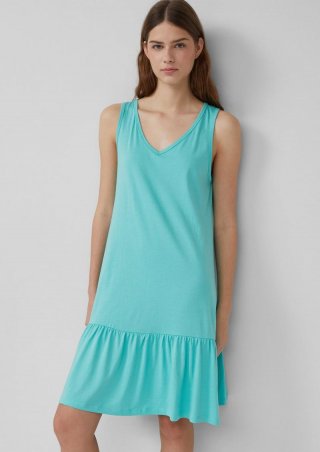 s.Oliver Kurzes Jersey-Kleid mit Schleifendetail am Rücken - aquamarin