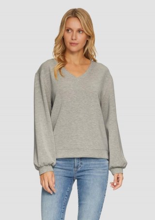 s.Oliver Scuba-Sweatshirt mit V-Ausschnitt - grau meliert