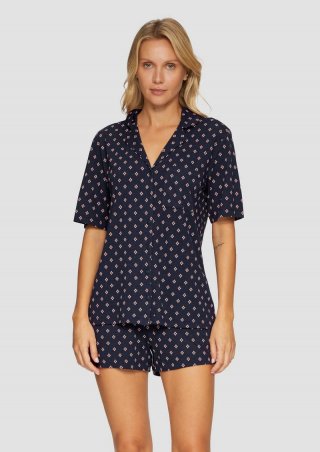 s.Oliver Pyjama mit Print - navy