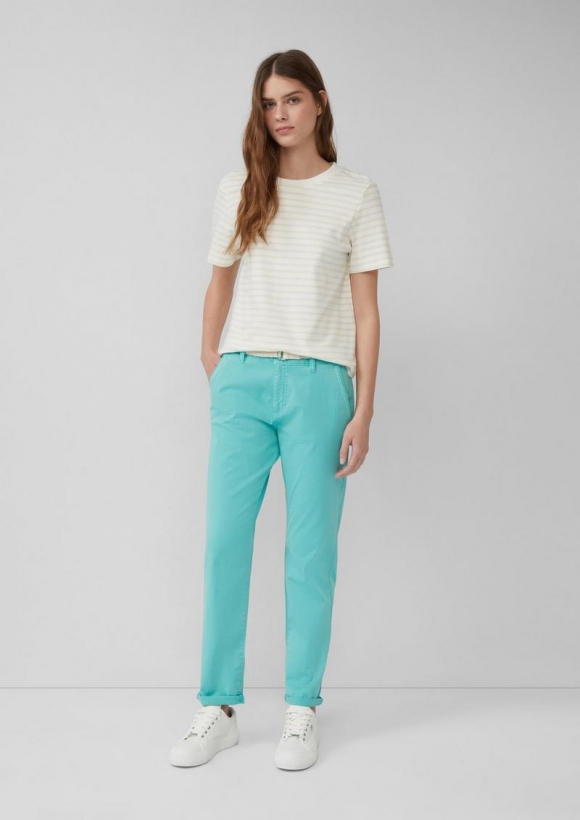 s.Oliver Chino mit geflochtenem Gürtel und Garment Dye - türkis