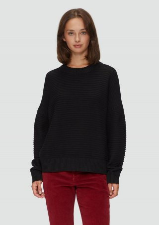 s.Oliver Oversized Strickpullover mit Ottoman-Struktur - schwarz