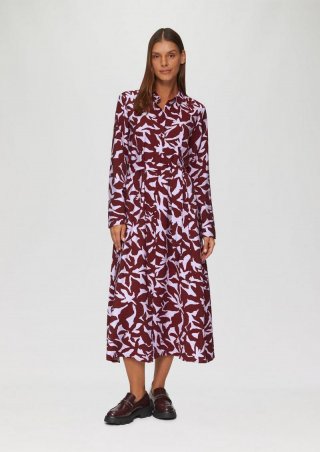 s.Oliver Midi-Kleid aus Viskose mit Eingrifftaschen - rubinrot