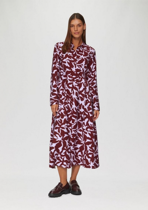 s.Oliver Midi-Kleid aus Viskose mit Eingrifftaschen - rubinrot