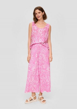 s.Oliver Plissierte Wide-Leg-Hose mit Elastikbund - rosa