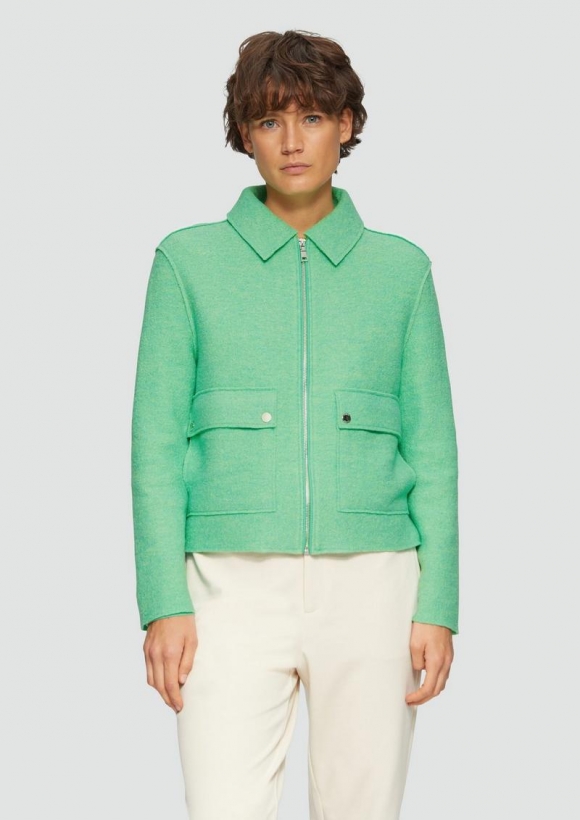 s.Oliver Jacke aus Wollmix im Relaxed Fit mit aufgesetzten Taschen - limettengrün