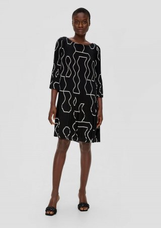 s.Oliver Minikleid mit Plisseefalten - schwarz